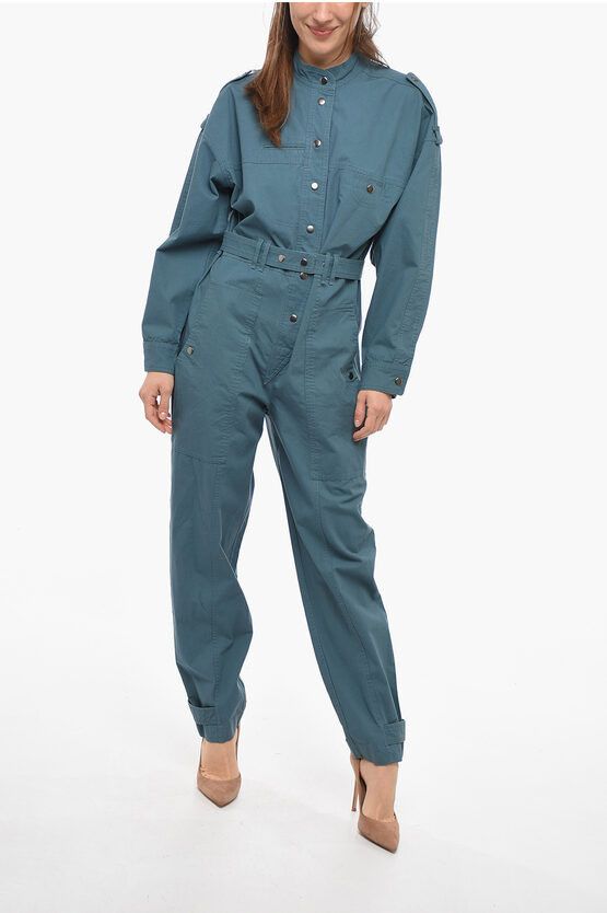 image of Isabel Marant Etoile Belted Ruthel Jumpsuit in Blue, Women's (Size 26)