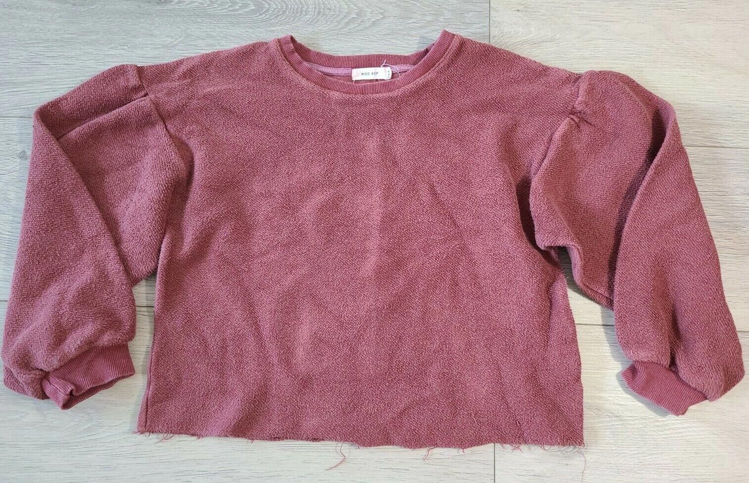 Designer Mod Ref Sweatshirt Crop Mauve Maroon Terry balloon Grunge Size S / US 4 / IT 40 - 1 Thumbnail