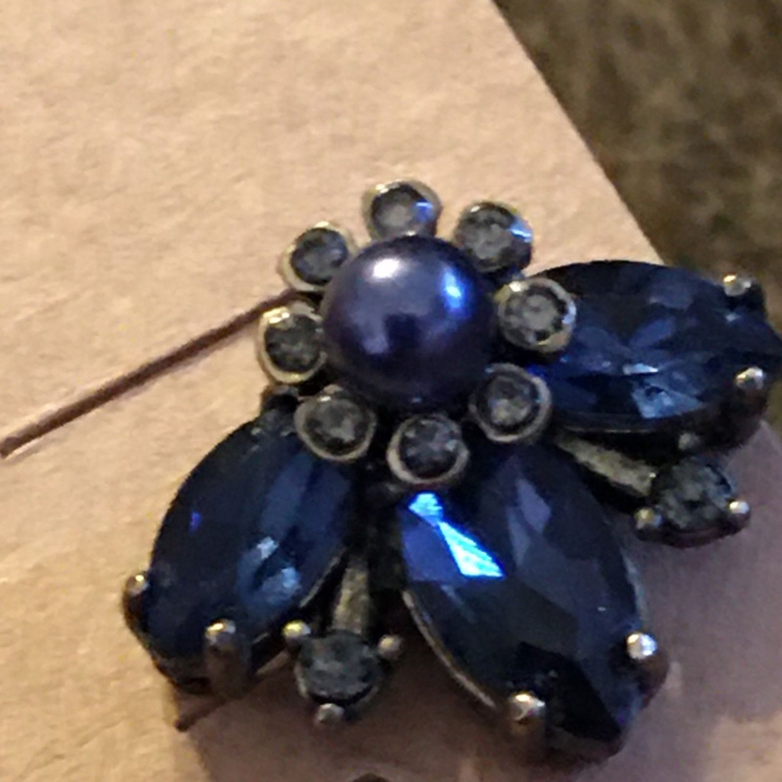 Vintage Vintage faceted blue glass stone pierced earrings Size ONE SIZE - 5 Thumbnail