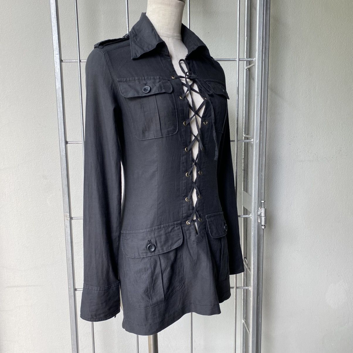 Le Grande Bleu (L.G.B.) LGB LE GRAND BLEU Y2K Punk Black Lace-Up Military Dress Size S / US 4 / IT 40 - 8 Thumbnail