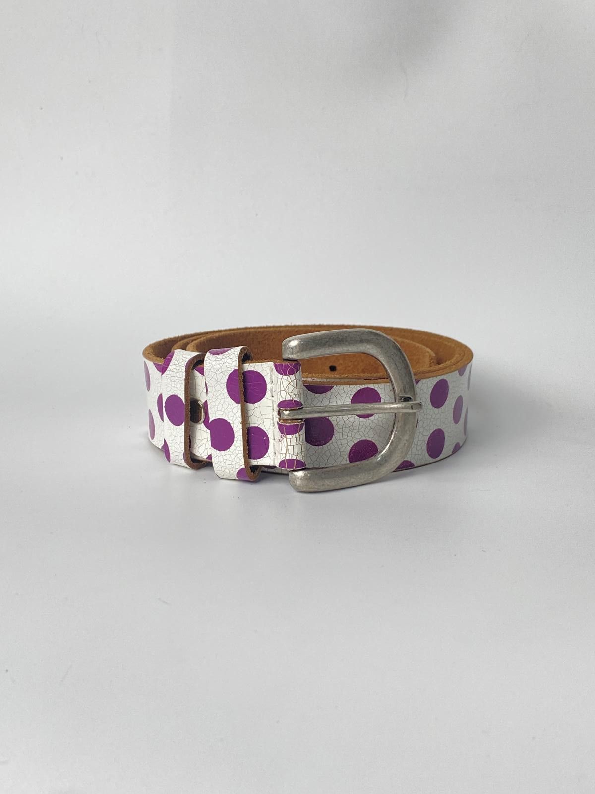 Japanese Brand Vtg Polka dots Statement Retro Unisex Genuine Leather Belt Size ONE SIZE - 7 Thumbnail