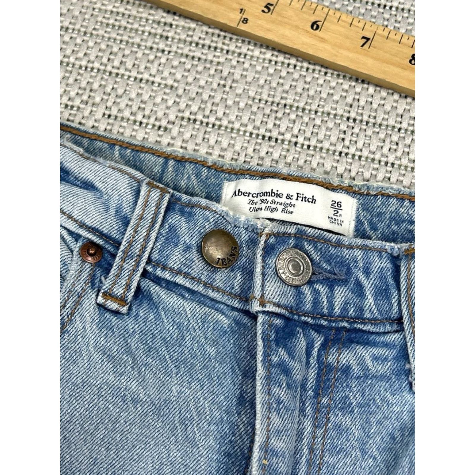 Vintage Abercrombie And Fitch The ’90s Straight Ultra High Rise Jeans Women 2R Blue 26x31 Size 26" / US 2 / IT 38 - 3 Thumbnail