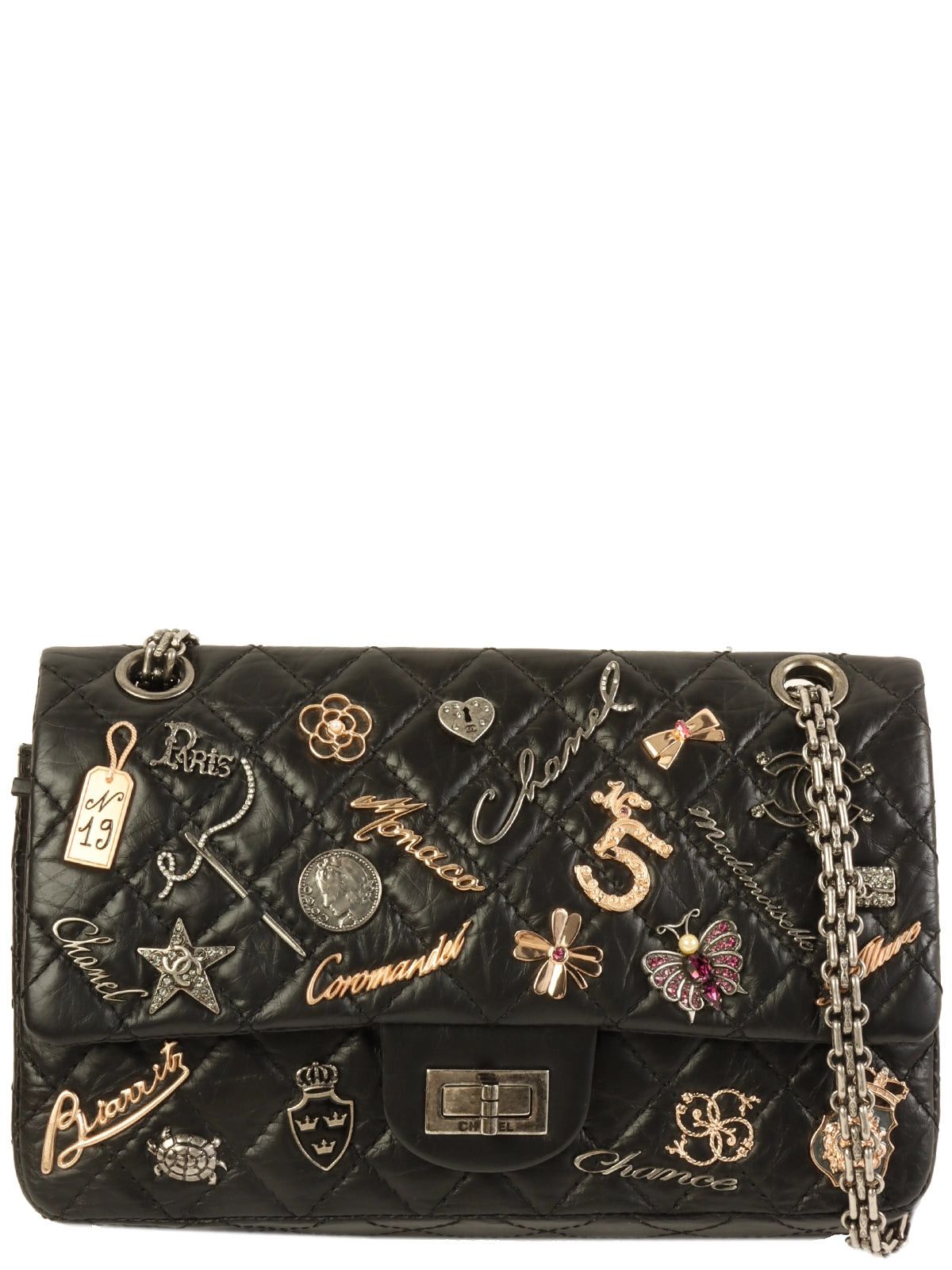 image of Chanel Around 2007 Made 2.55 Icon Classic Flap Chain Bag Black, Women's