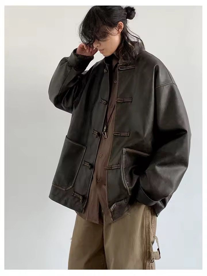 Other Washed Distressed PU Leather Y2k Japanese Jacket Size US L / EU 52-54 / 3 - 5 Thumbnail