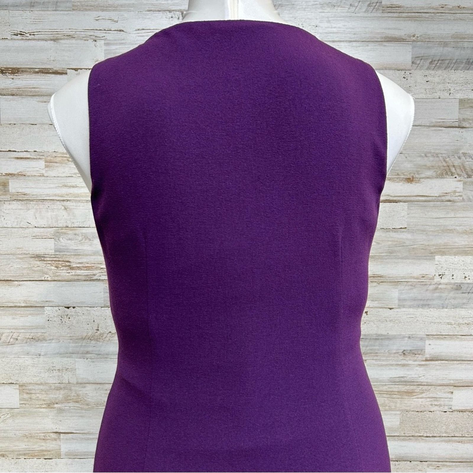Elie Tahari Elie Tahari Ruffle Wool Blend Sheath Dress Size 8 Purple Size M / US 6-8 / IT 42-44 - 9 Thumbnail