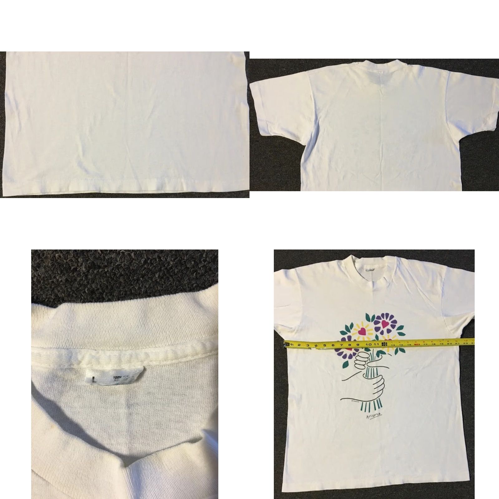 Vintage VINTAGE Arizona Flowers Faded Shirt M L USA Nature Heart Love Beach Grunge 90s 80s Sun Palm USA Sun Palm Trees Beach Red White Navy Size US M / EU 48-50 / 2 - 8 Thumbnail