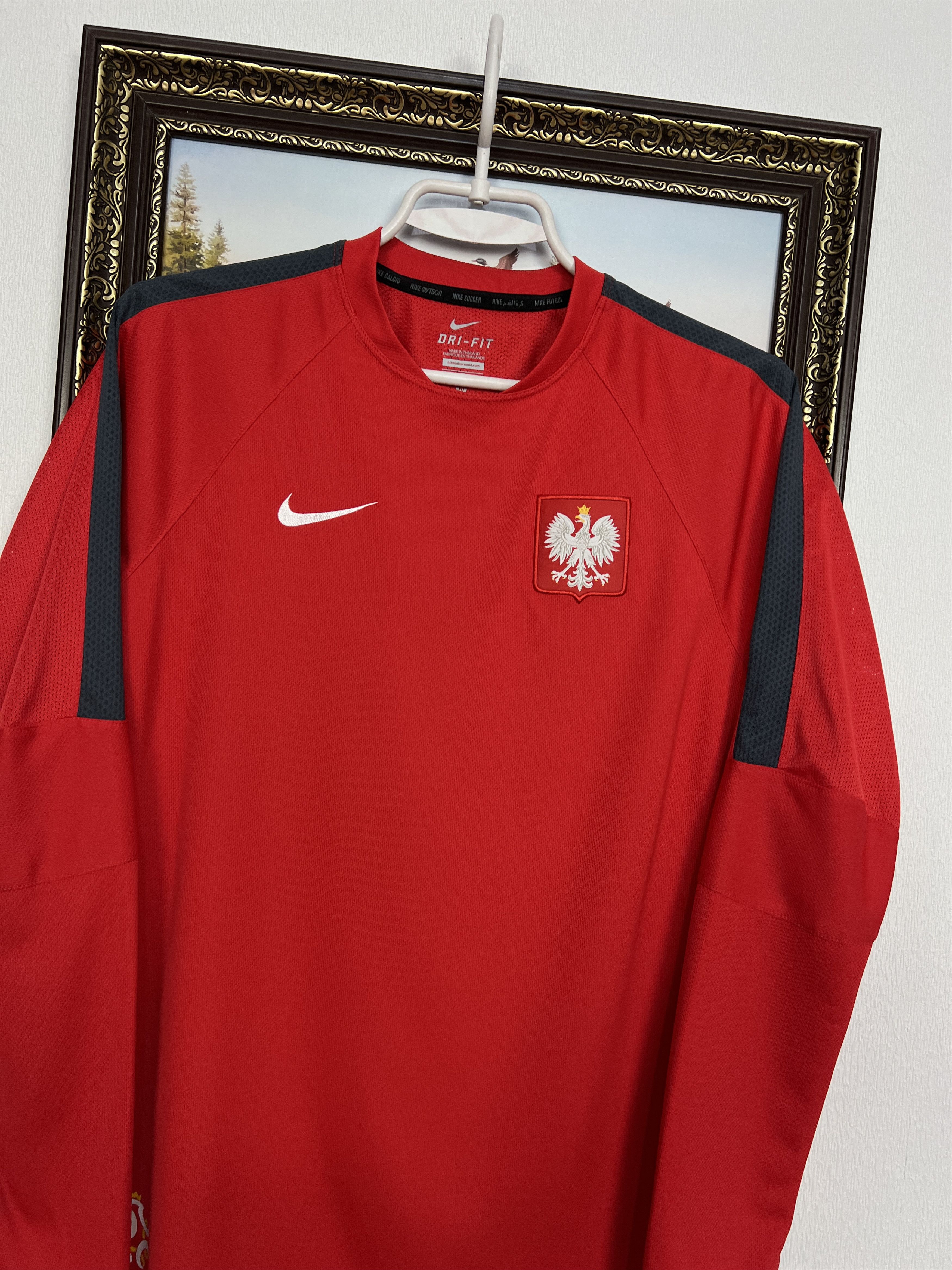 Nike Poland Football Sweatshirt Soccer Track Top Slim Fit Size US M / EU 48-50 / 2 - 3 Thumbnail