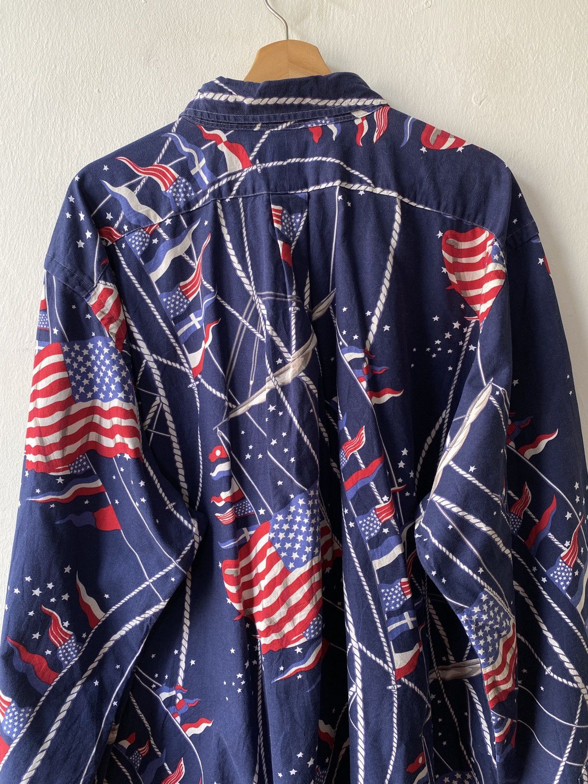 Polo Ralph Lauren × Ralph Lauren × Vintage Vintage Ralph Lauren American Flag Fullprint Button Up Shirt Size US XXL / EU 58 / 5 - 7 Thumbnail