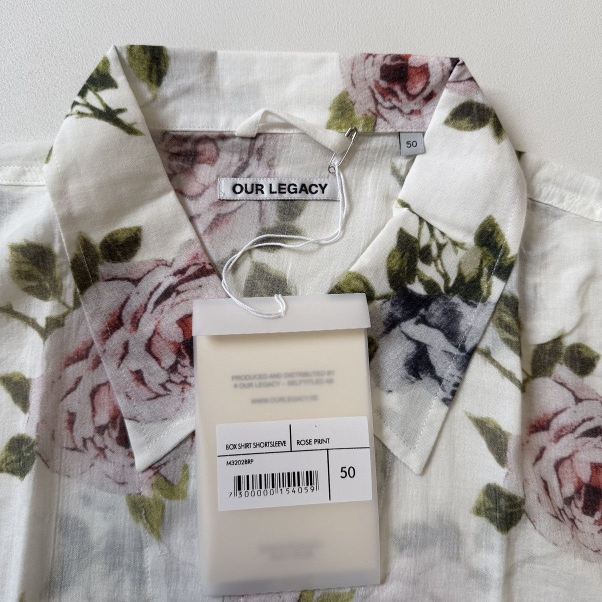 Our Legacy White Cotton Voile ‘Rose Print’ Box Shirt Size US L / EU 52-54 / 3 - 7 Thumbnail