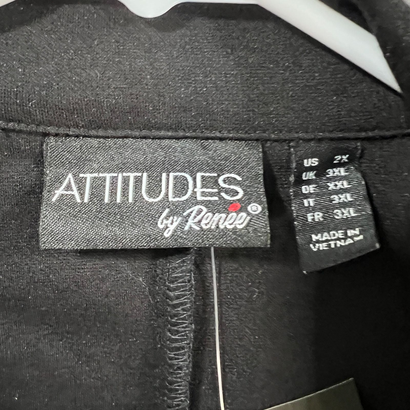 Other Attitudes by Renee Techno Crepe Blazer w/ Faux Leather Size XXL / US 16-18 / IT 52-54 - 3 Thumbnail