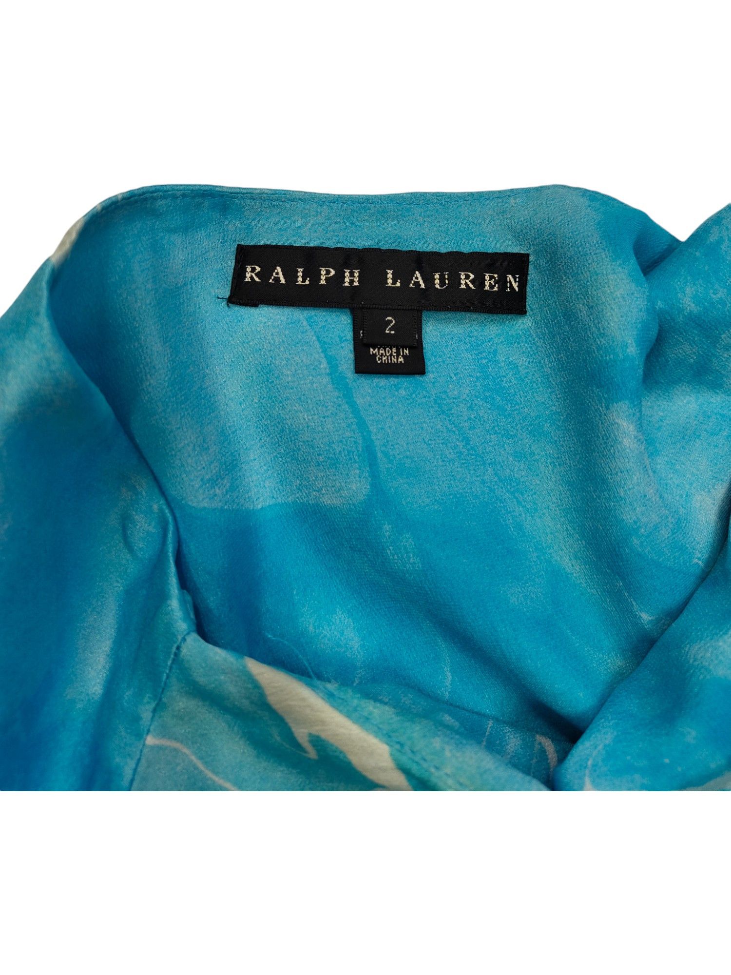 Ralph Lauren Sea Waves Print Silk Sleeves One-Shoulder Short Dress Size XS / US 0-2 / IT 36-38 - 3 Thumbnail