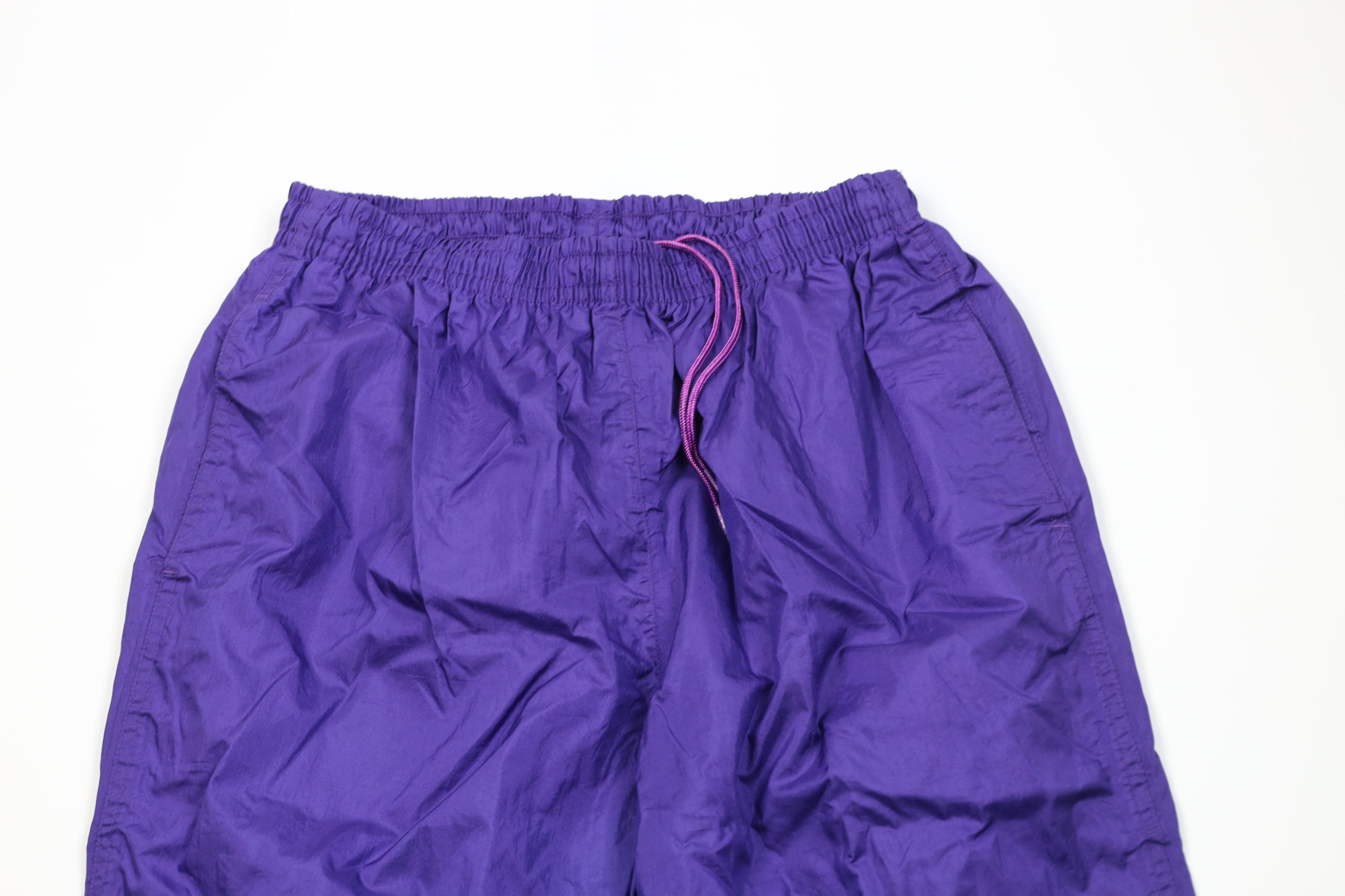 Vintage Vintage 90s Streetwear Wide Leg Windbreaker Pants Purple Size 30" / US 8 / IT 44 - 2 Thumbnail