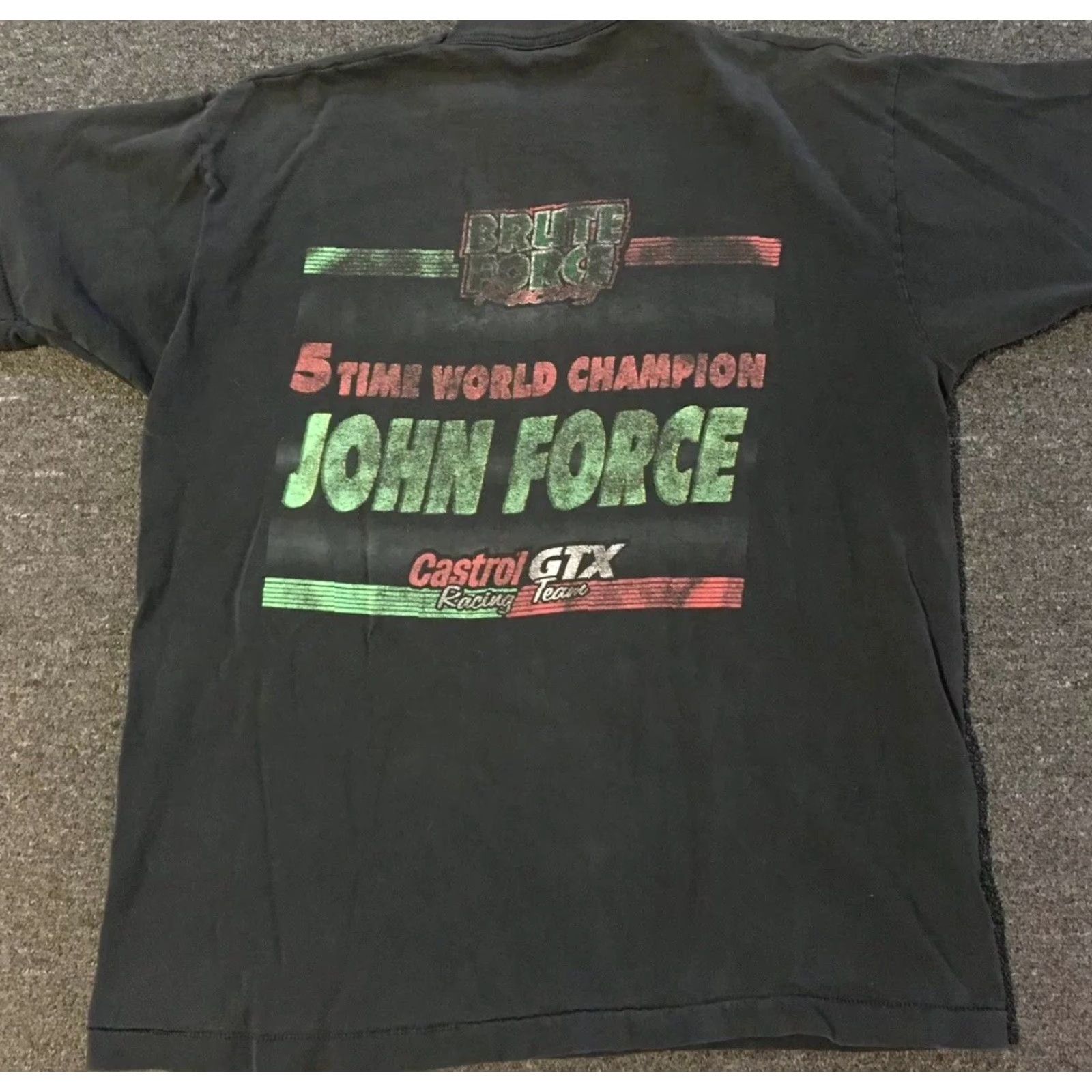 Fruit Of The Loom Vtg 90s John Force Boss Is Back Shirt XL Black USA NASCAR Grunge Distress Short Sleeve Men T-Shirt Size US XL / EU 56 / 4 - 2 Thumbnail