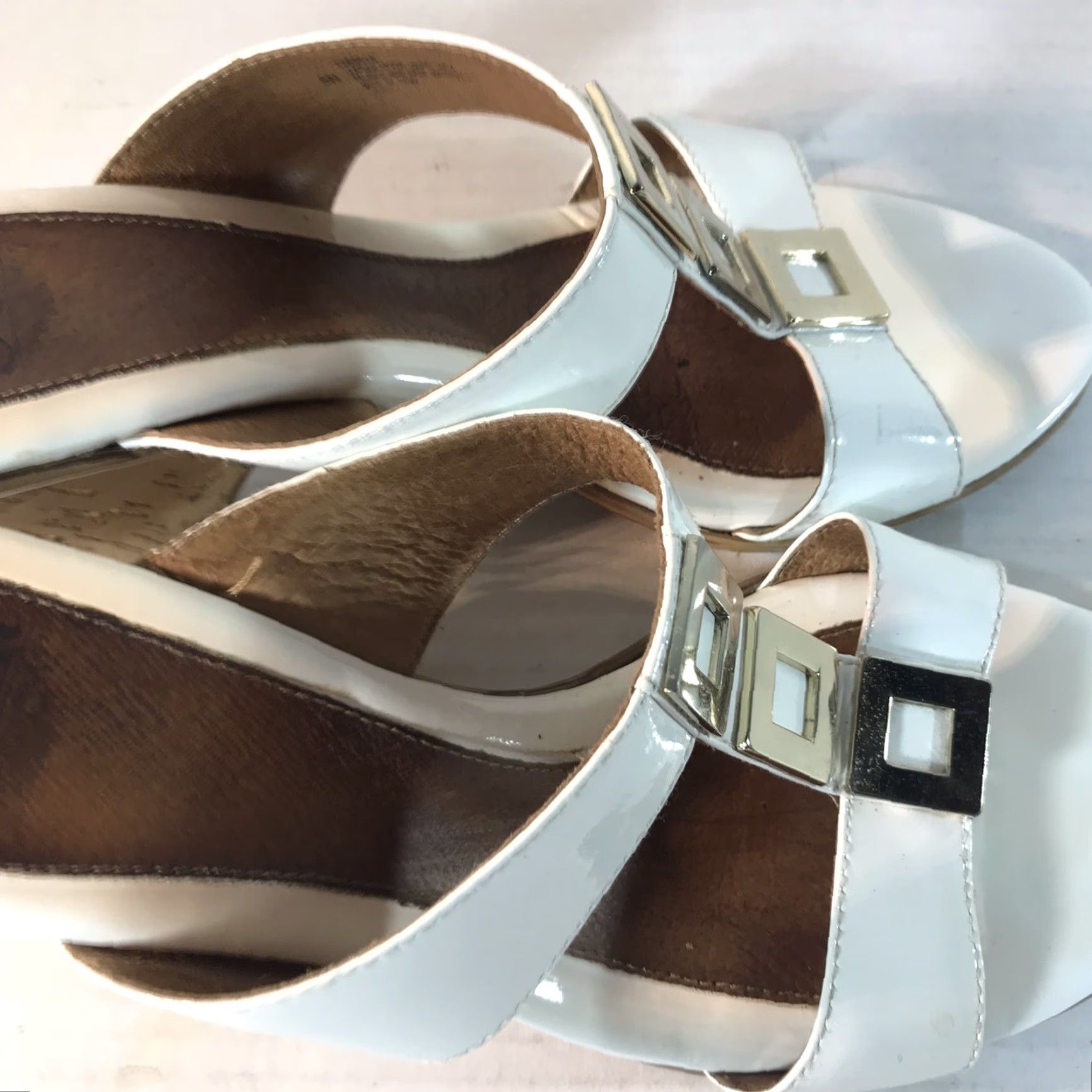 Vintage Sofft White Leather Wedge Slides Women's Size 8N Summer Casual Comfort 2.5in Size US 8 / IT 38 - 4 Thumbnail