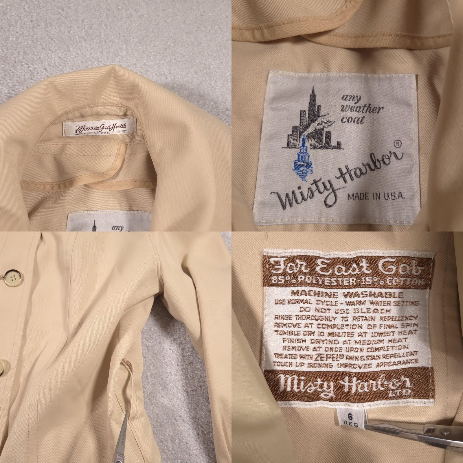 Vintage VINTAGE Misty Harbor Coat Womens 6 Regular Beige Trench All Seasons Water Resistant Long Button Front Pockets Casual Travel > Mens Size M / US 6-8 / IT 42-44 - 8 Thumbnail