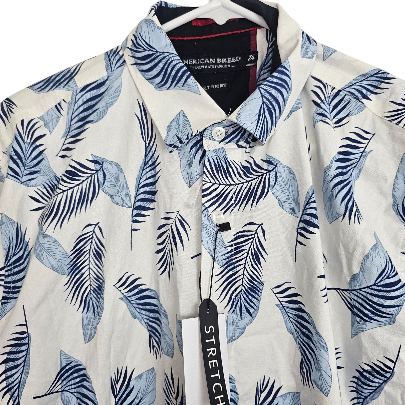 American Apparel American Breed Mens Smart Shirt Size 2XL Leaf Print Stretch Size US XXL / EU 58 / 5 - 2 Thumbnail