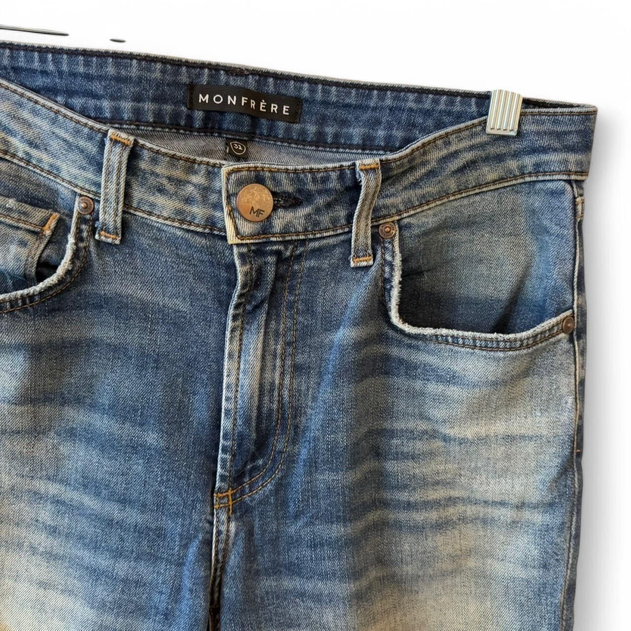 MONFRERE Monfrere Greyson Distressed Skinny Fit Jeans Dark Vintage Size US 31 - 3 Thumbnail