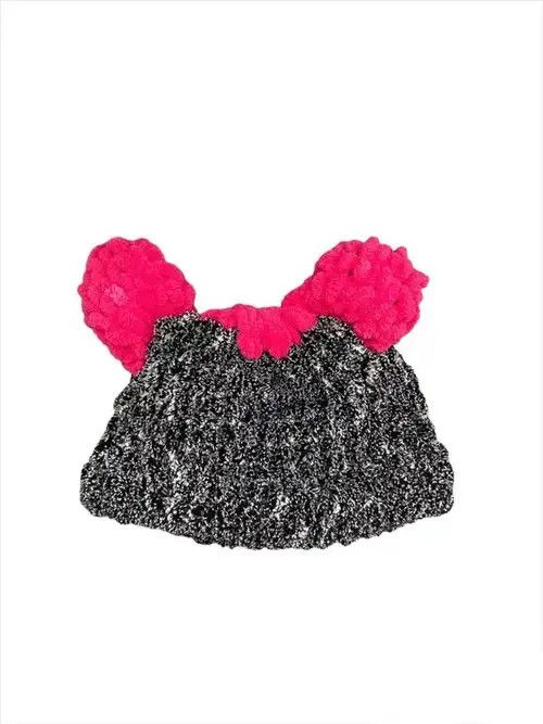 Handmade × Japanese Brand Handmade Knitted Hat Teddy Bear Bunny Style Tiktok Size ONE SIZE - 3 Thumbnail