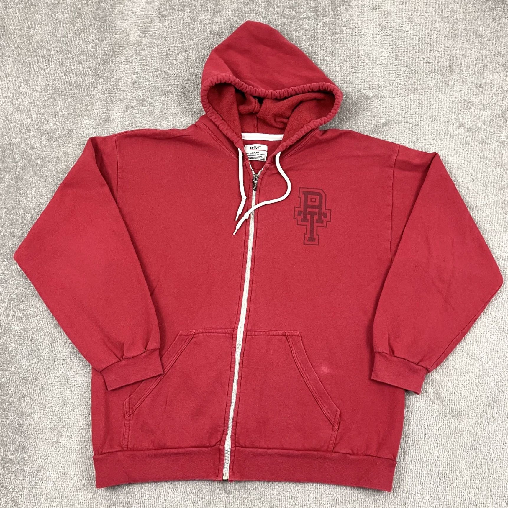 Anvil Rooster Teeth University Mens Large Red Graphic Full Zip Hooded Jacket Alumni Size US L / EU 52-54 / 3 - 3 Thumbnail
