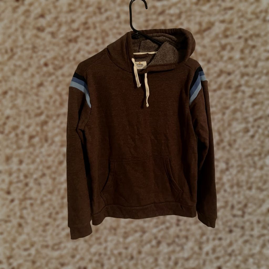 Marine Layer Marine Layer Hoodie Pullover Sweatshirt Chocolate Brown Mens Small Size US S / EU 44-46 / 1 - 1 Thumbnail