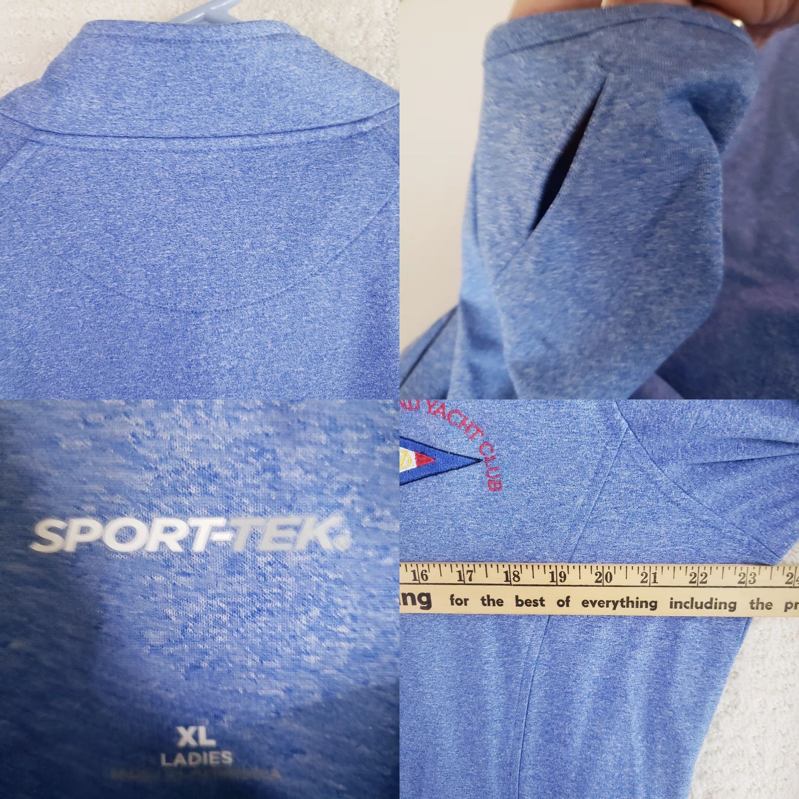 Vintage Sport-Tek Women's XL Jacket Dataw Yacht Club 1/4 Zip Heathered Blue Thumbhole Activewear Shirt Womens Regular Fit Level: Adult Size L / US 10 / IT 46 - 9 Thumbnail