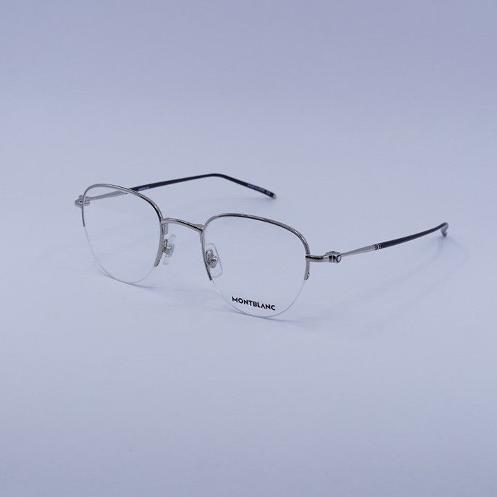 Montblanc Montblanc MB0129O 001 Eyeglasses Silver 49mm Geometric Frame Size ONE SIZE - 1 Thumbnail