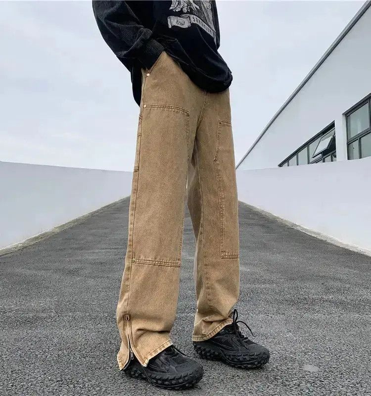 Japanese Brand Retro Straight Zipper Split Jeans Size US 32 / EU 48 - 3 Thumbnail