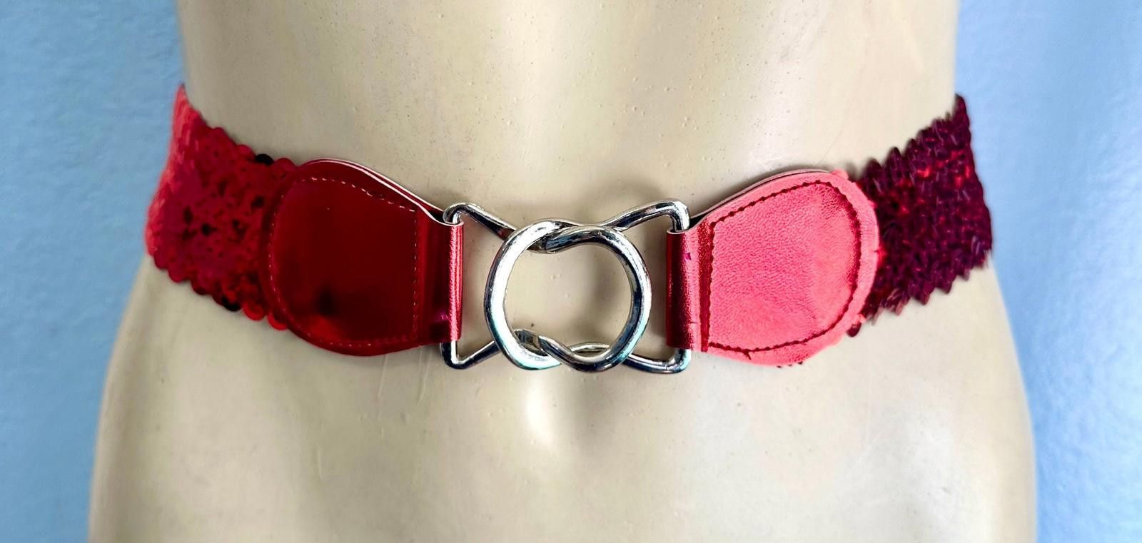 Designer Sequin Fashion Belt Red Size ONE SIZE - 1 Thumbnail