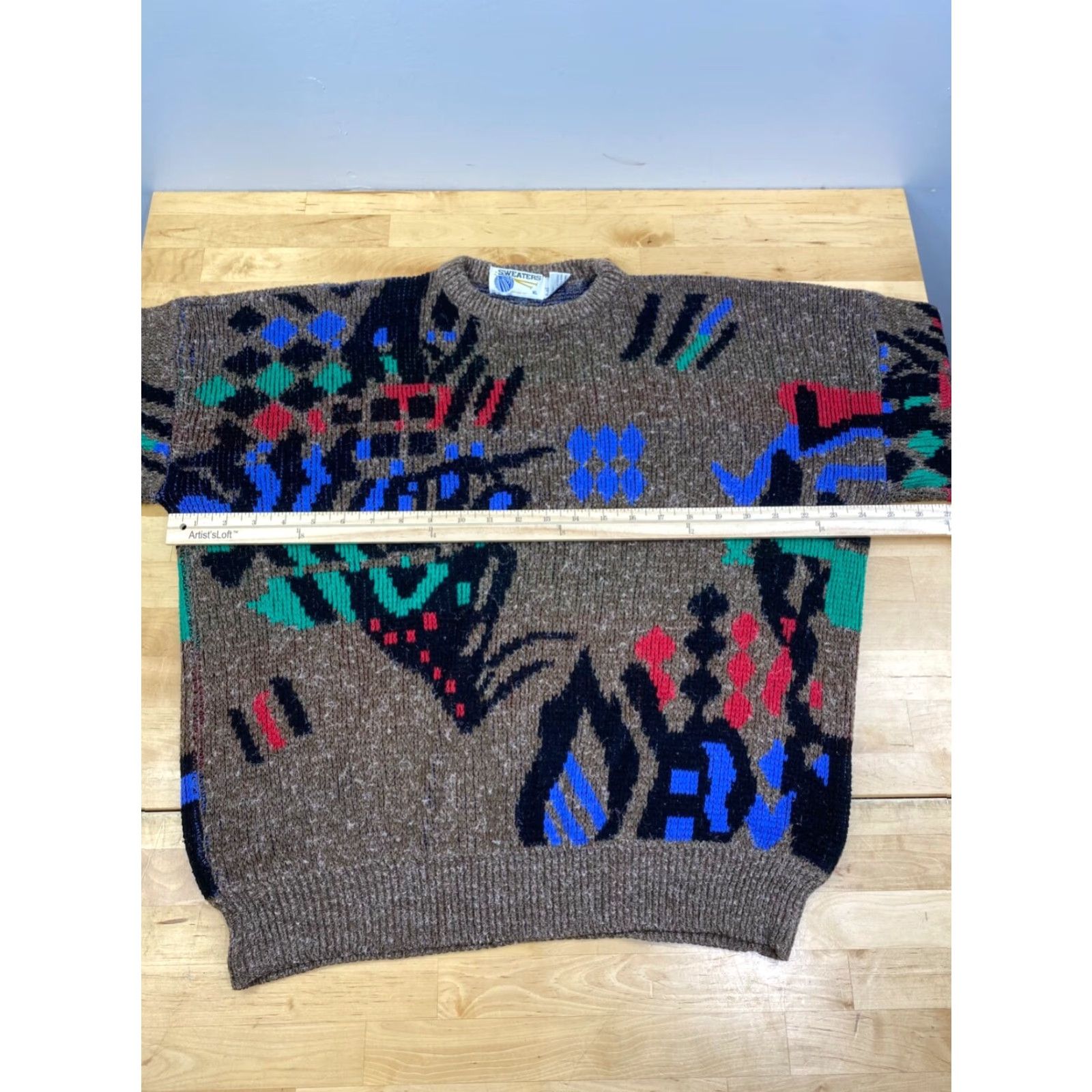 Vintage VINTAGE Sweaters Mens XL Brown Abstract Geometric 90s Crew Neck Knit Pullover Casual Shirt? Size US XL / EU 56 / 4 - 6 Thumbnail