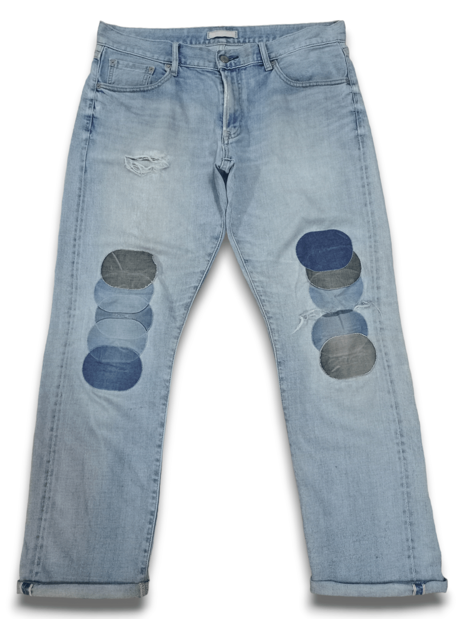 Japanese Brand × Uniqlo Vintage Uniqlo Selvedge Patched Loose Jeans 36x31 Size US 36 / EU 52 - 1 Thumbnail