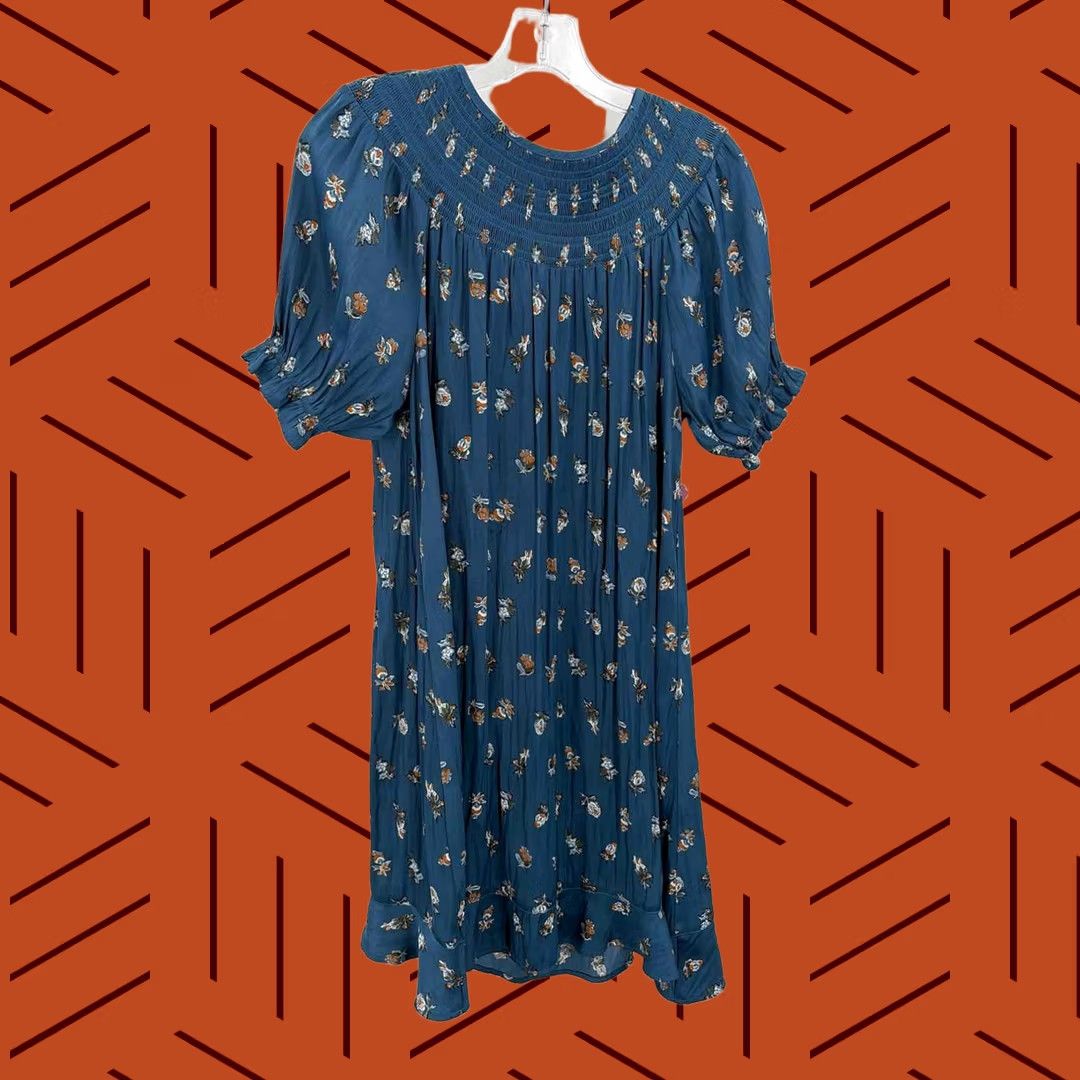 Loft Pre-Owned Loft Blue Floral Short Sleeve Dress Medium Size 32" / US 10 / IT 46 - 1 Thumbnail