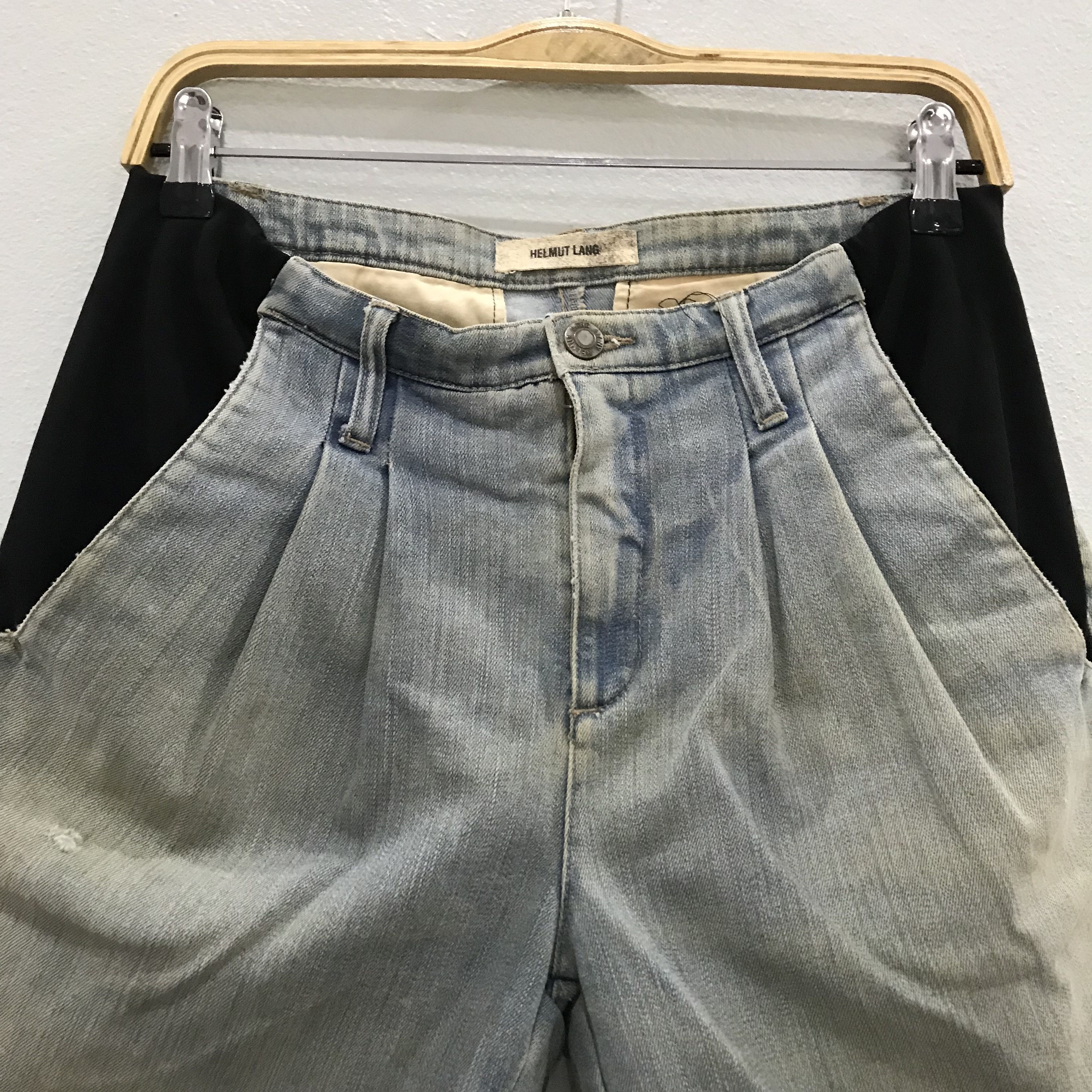 Helmut Lang Vintage Helmut Lang Short Stone Washed Faded Blue Jean Size US 27 - 3 Thumbnail