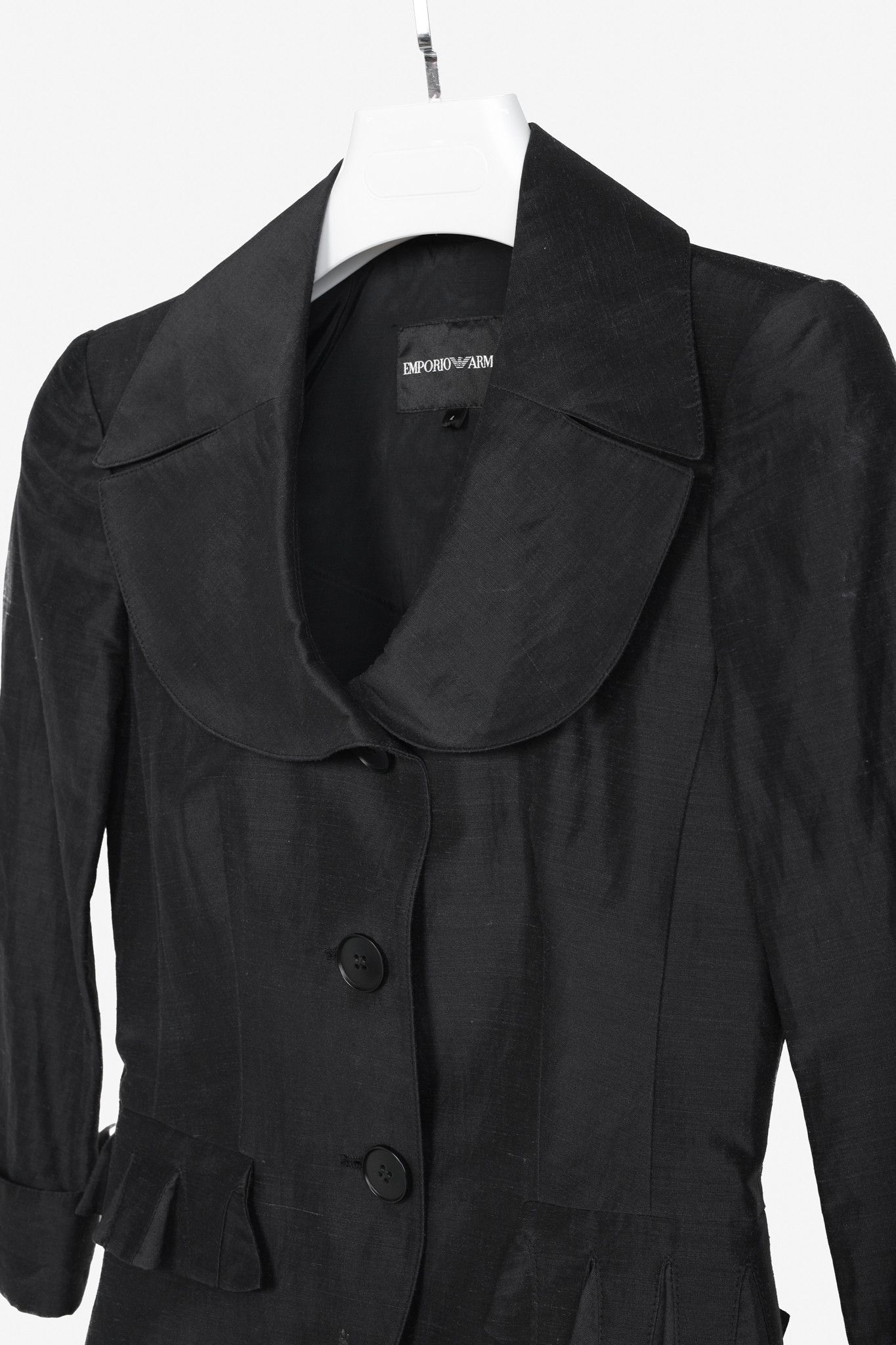 Emporio Armani Armani Ruffle Pocket Dark Grey Blazer Size S / US 4 / IT 40 - 3 Thumbnail