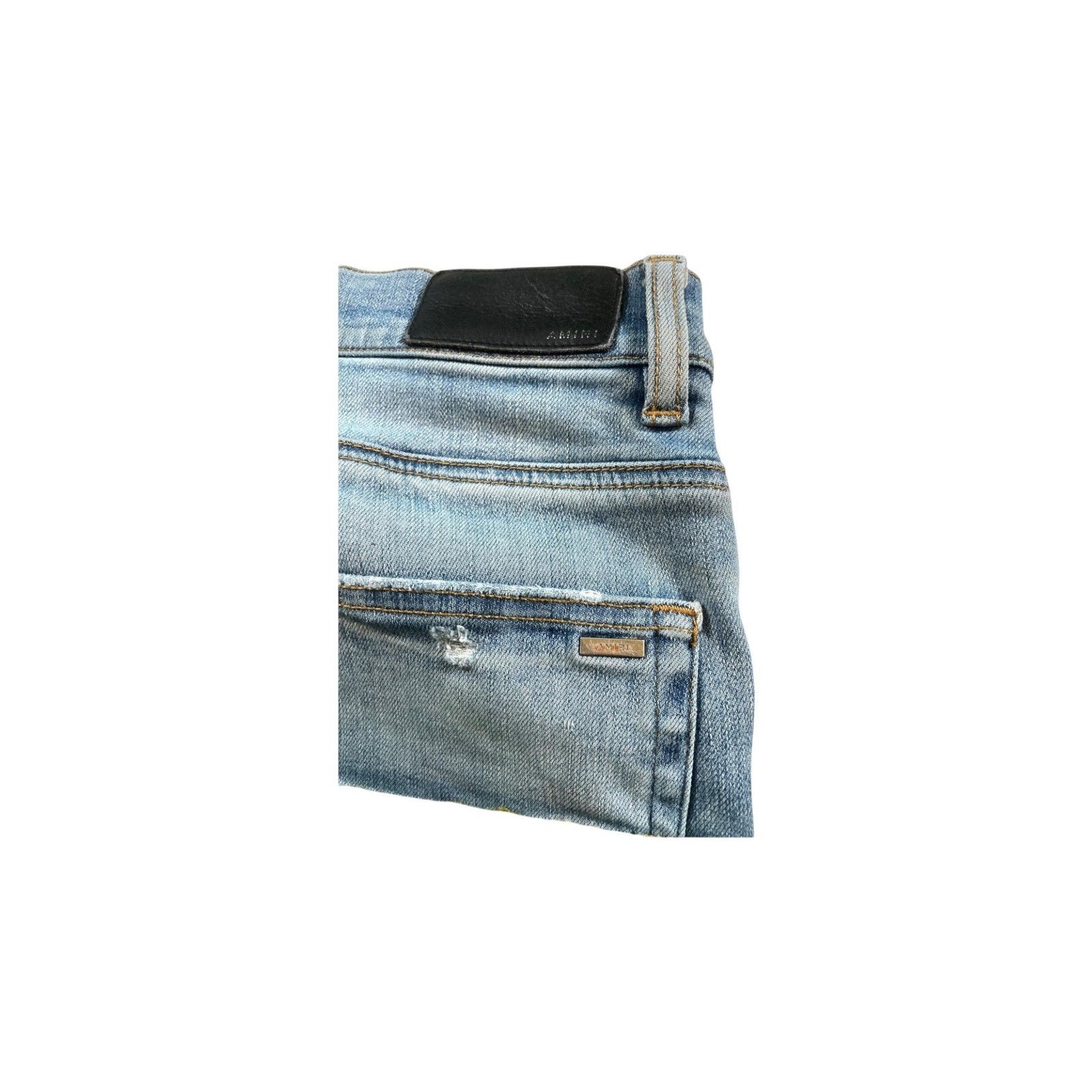 Amiri Amiri Quilted Teal Patchwork Light Wash Jeans Size US 30 / EU 46 - 3 Thumbnail