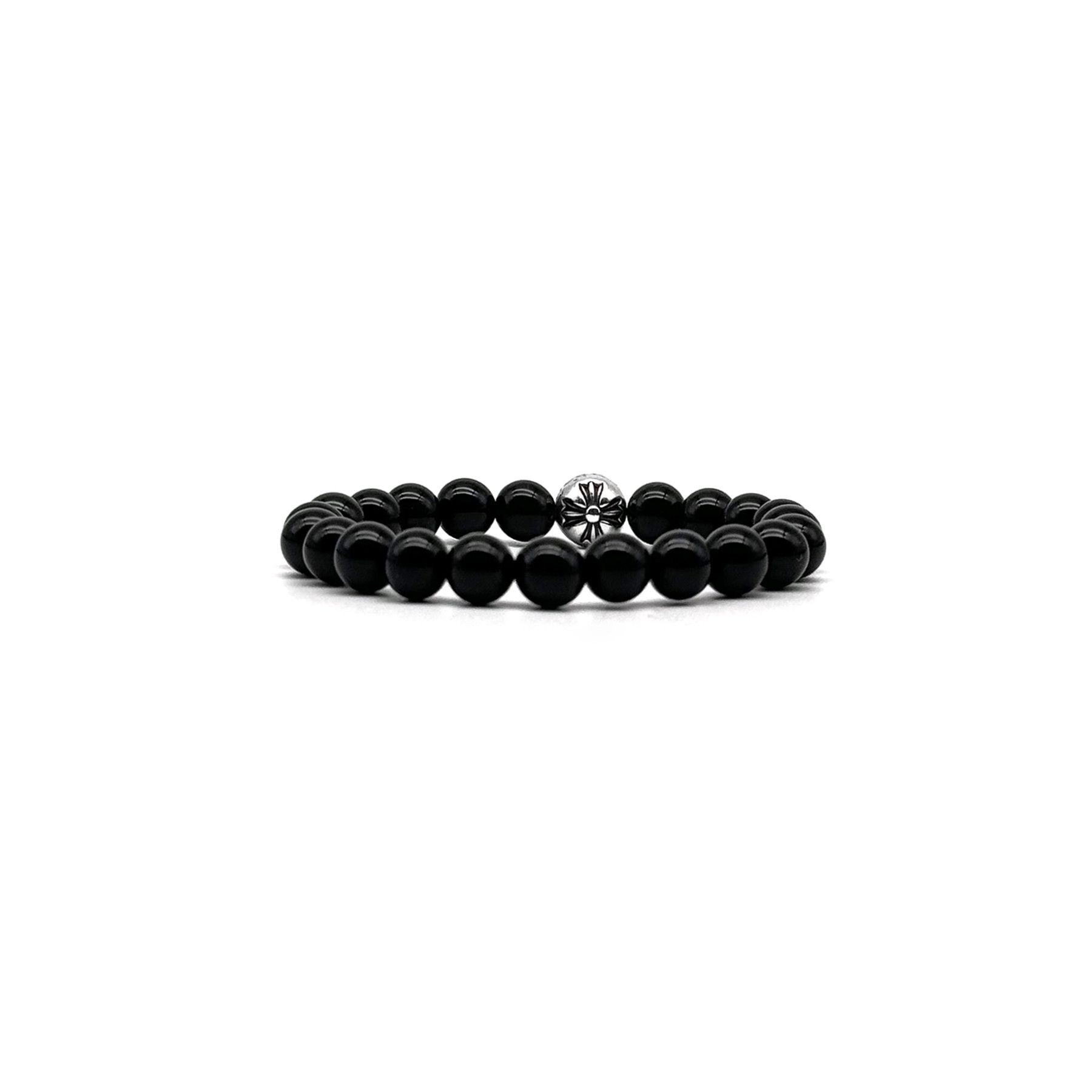Chrome Hearts Chrome Hearts 8mm Single Silver Obsidian Cross Bracelet Size ONE SIZE - 2 Thumbnail
