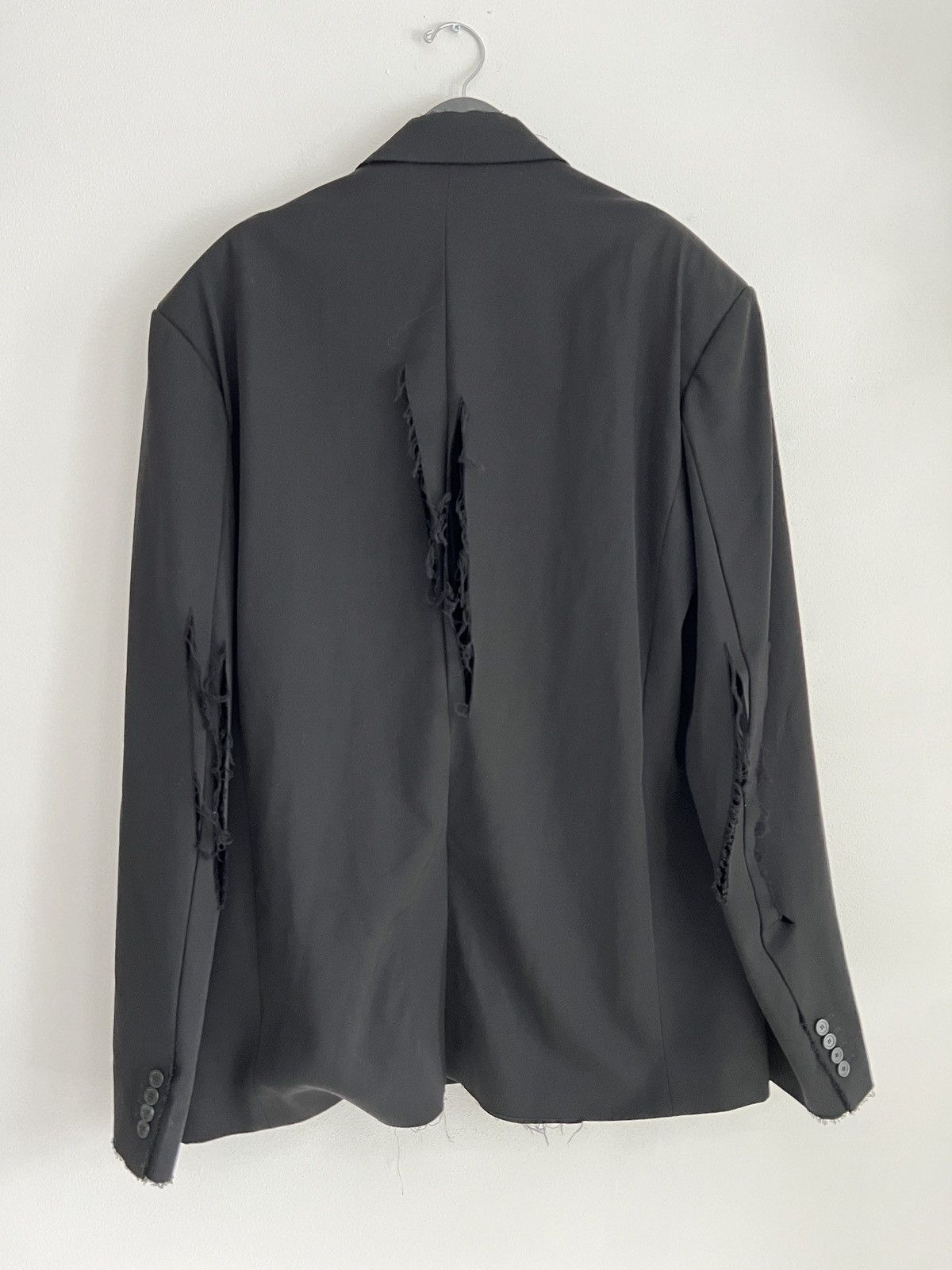 image of Balenciaga Fw 21 Afterworld Destroyed Blazer Jacket in Black, Men's (Size XL)