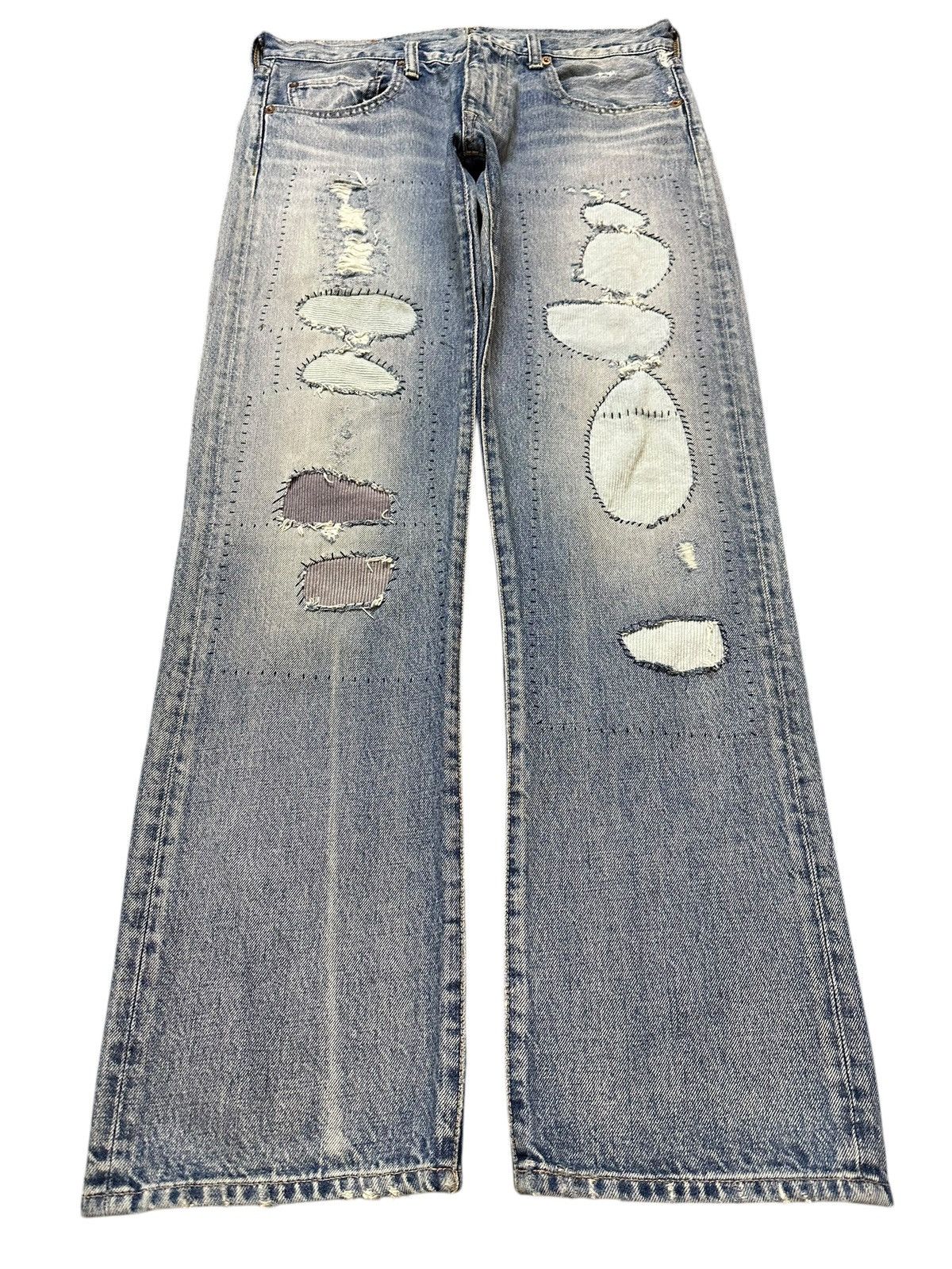 Japanese Brand Vintage Japanese Brand Faded Wash Distressed Patch Jeans Size US 32 / EU 48 - 1 Thumbnail