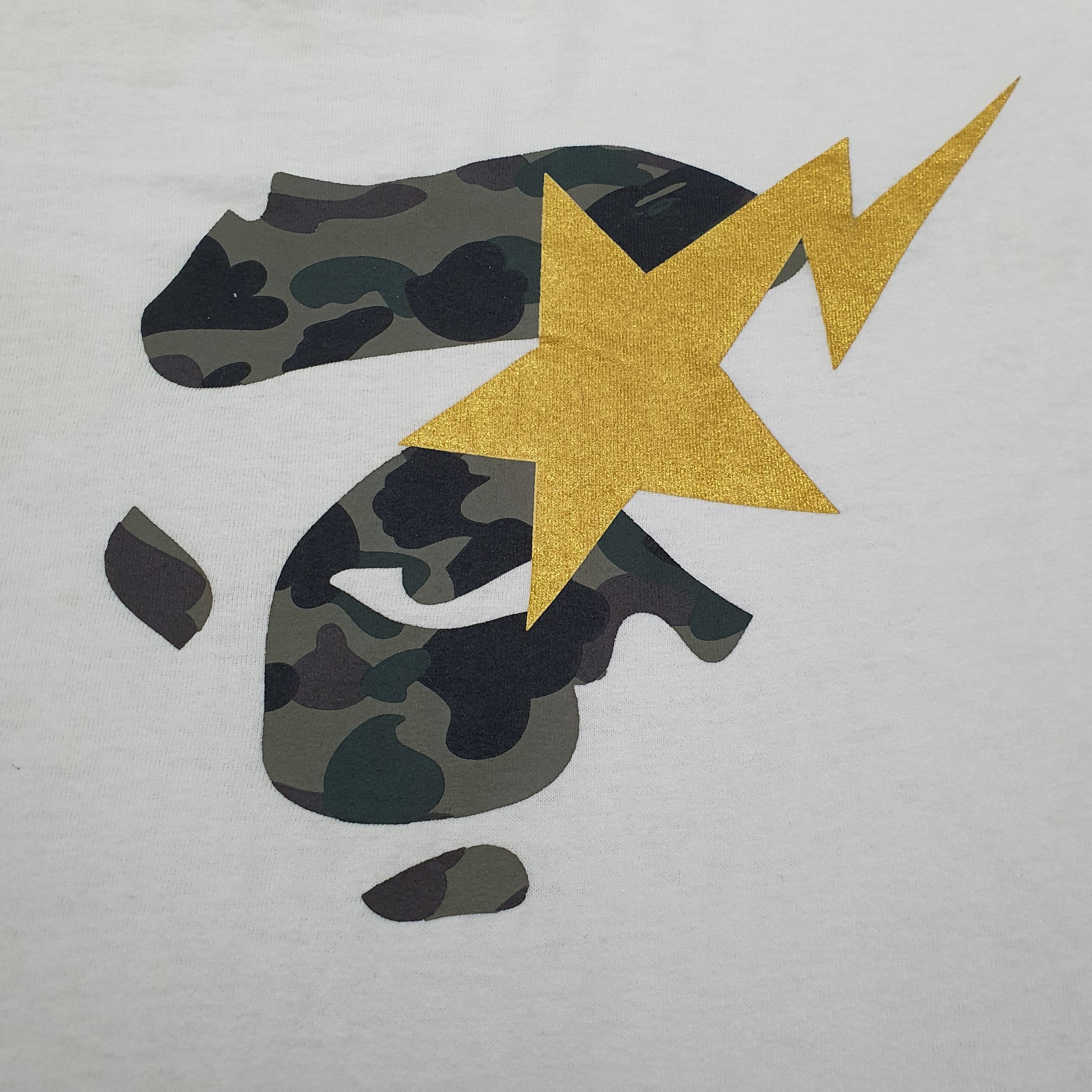 Bape BAPE 1st Camo Ape Face Sta Tee in white and yellow Size US M / EU 48-50 / 2 - 3 Thumbnail