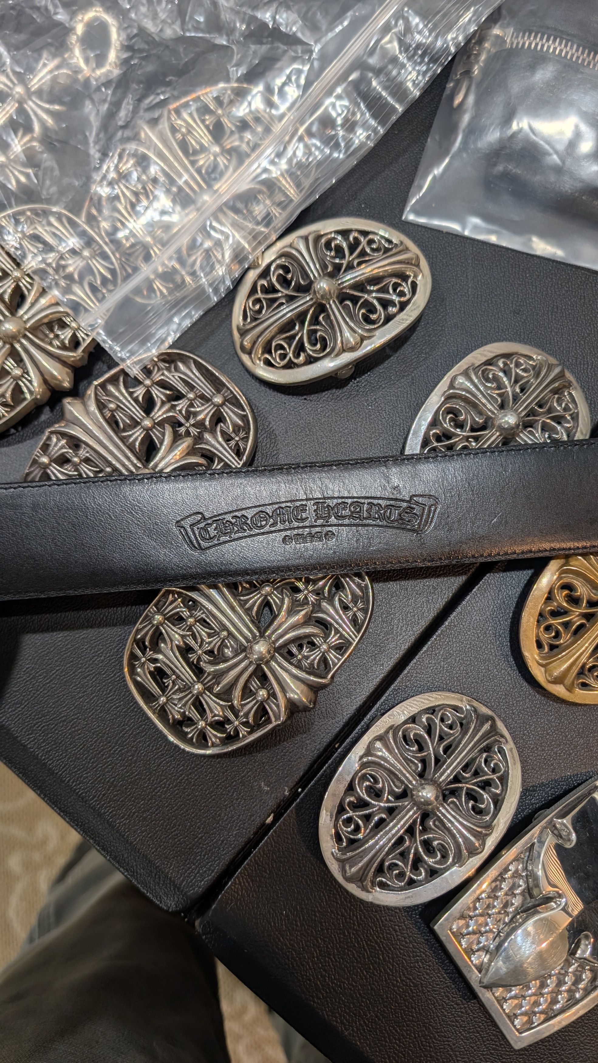 Chrome Hearts Black Leather Gunslinger Belt Size 32 - 8 Thumbnail