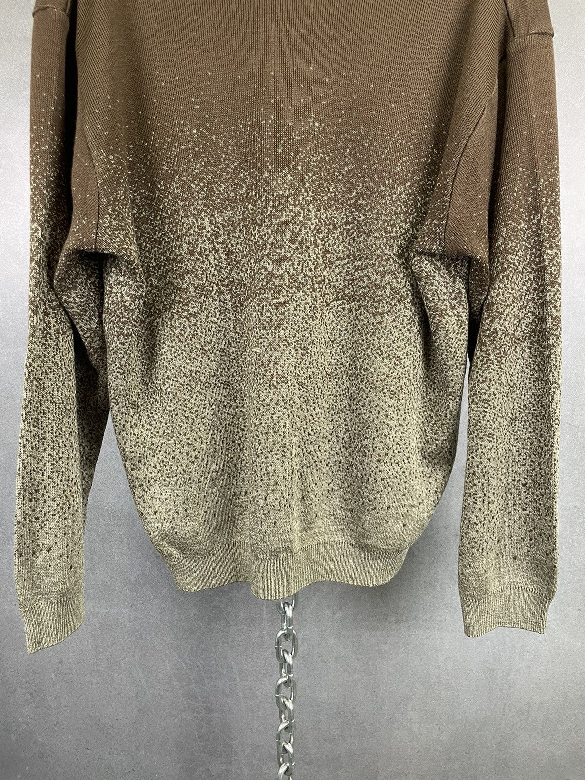 Crazy vintage digital burnout jacquard knit pullover sweater