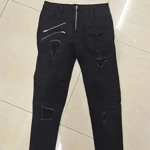 Straight Jeans Men Punk Skinny Denim Pants