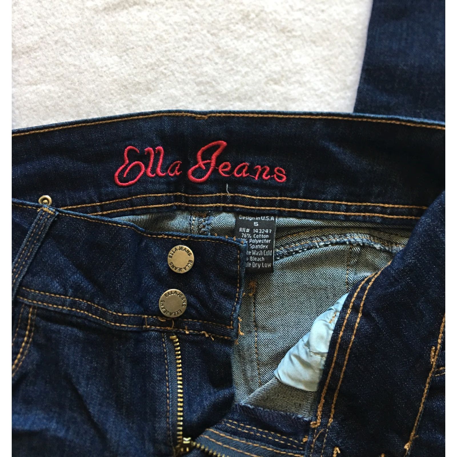 Vintage Ella Jeans Jeans Women’s Size 5 High Waist Dark Wash Slim Ankle 5 Pocket Blue Cotton Blend Denim Womens Size 26" / US 2 / IT 38 - 3 Thumbnail