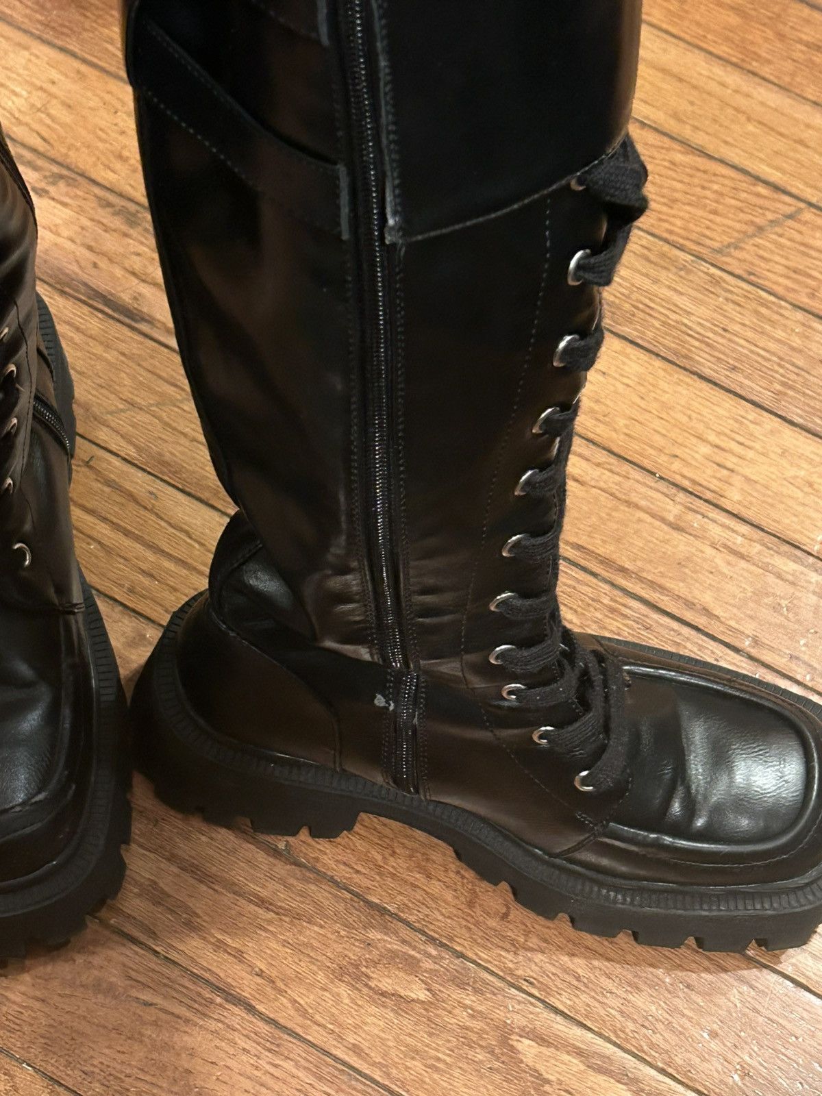 Asos ASOS Chunky Knee High Boots Lace Up Size US 7 / IT 37 - 3 Thumbnail