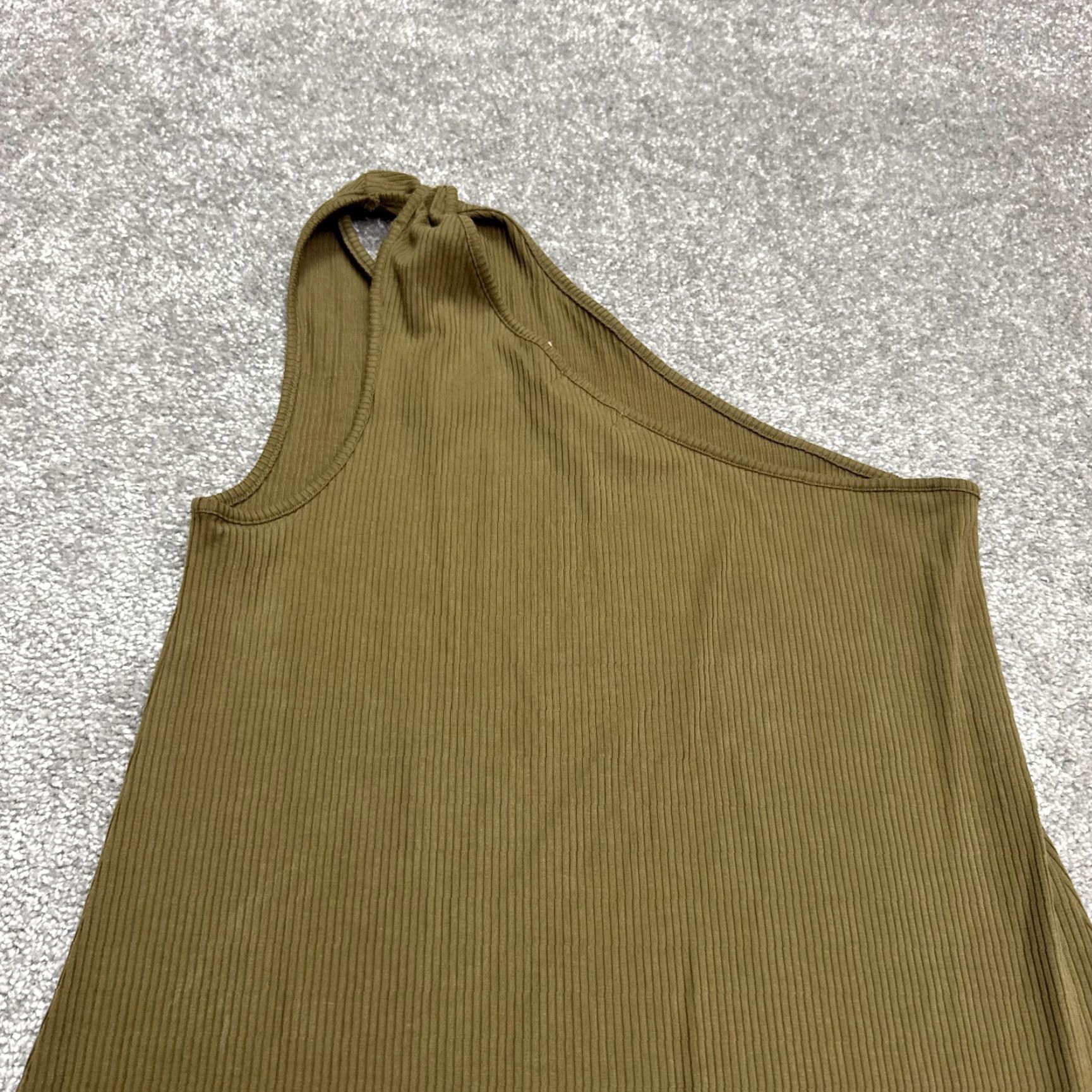 Olive The Drop The Drop Mickey-Capers One Shoulder Rib Knit Midi Dress Women M Olive Green Sleeveless Midi Casual Size M / US 6-8 / IT 42-44 - 4 Thumbnail