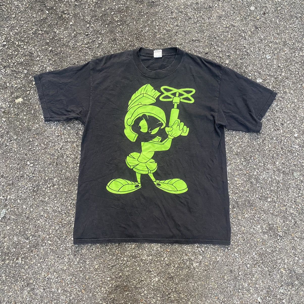 image of If Six Was Nine x Vintage Marvin The Martian 90's Big Print Logo Tee in Black, Men's (Size Medium)