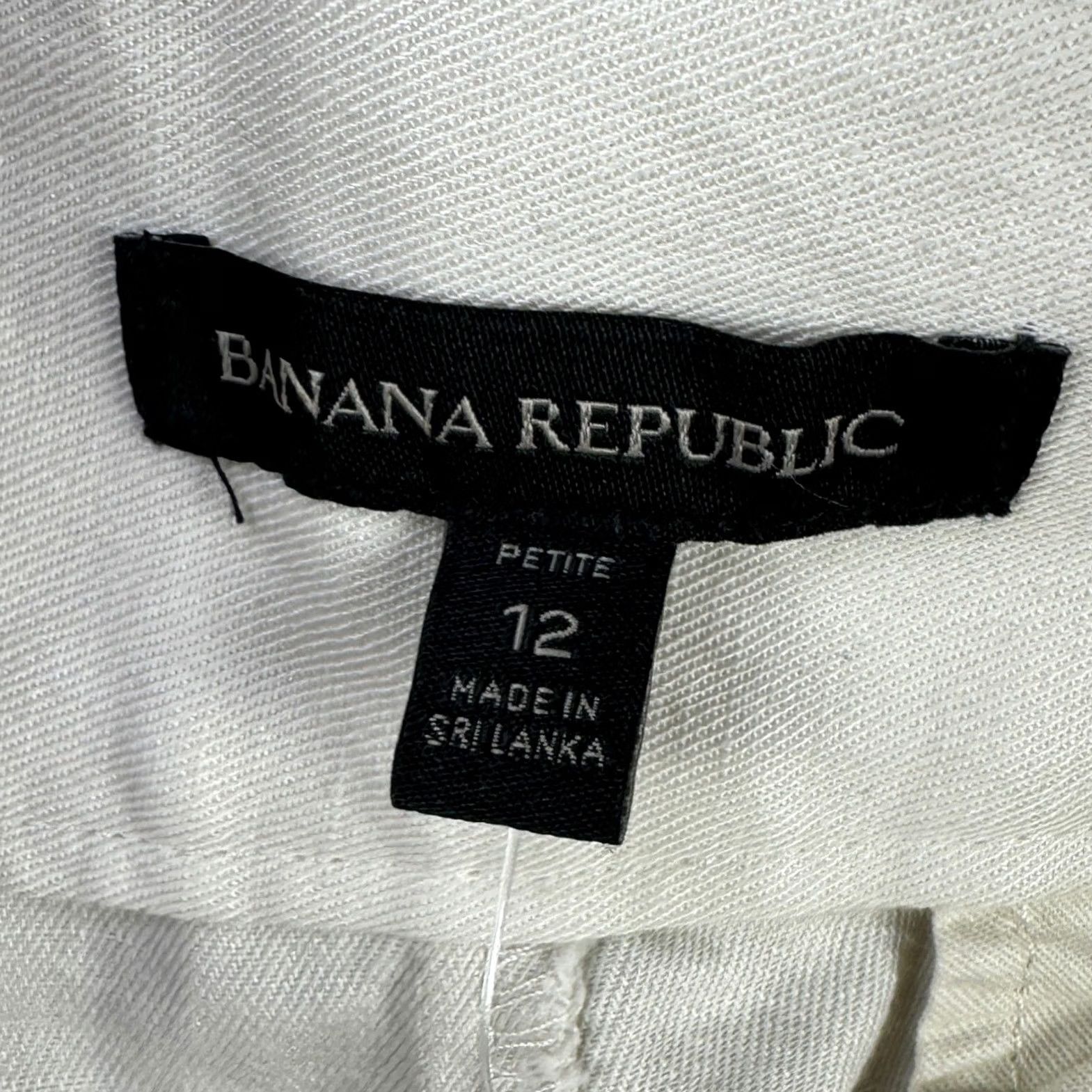 Banana Republic VINTAGE? No. Banana Republic Womens Baggy Cargo Pants 12 Petite Cream Belted Linen Blend NEW Size 34" / US 12 / IT 48 - 5 Thumbnail