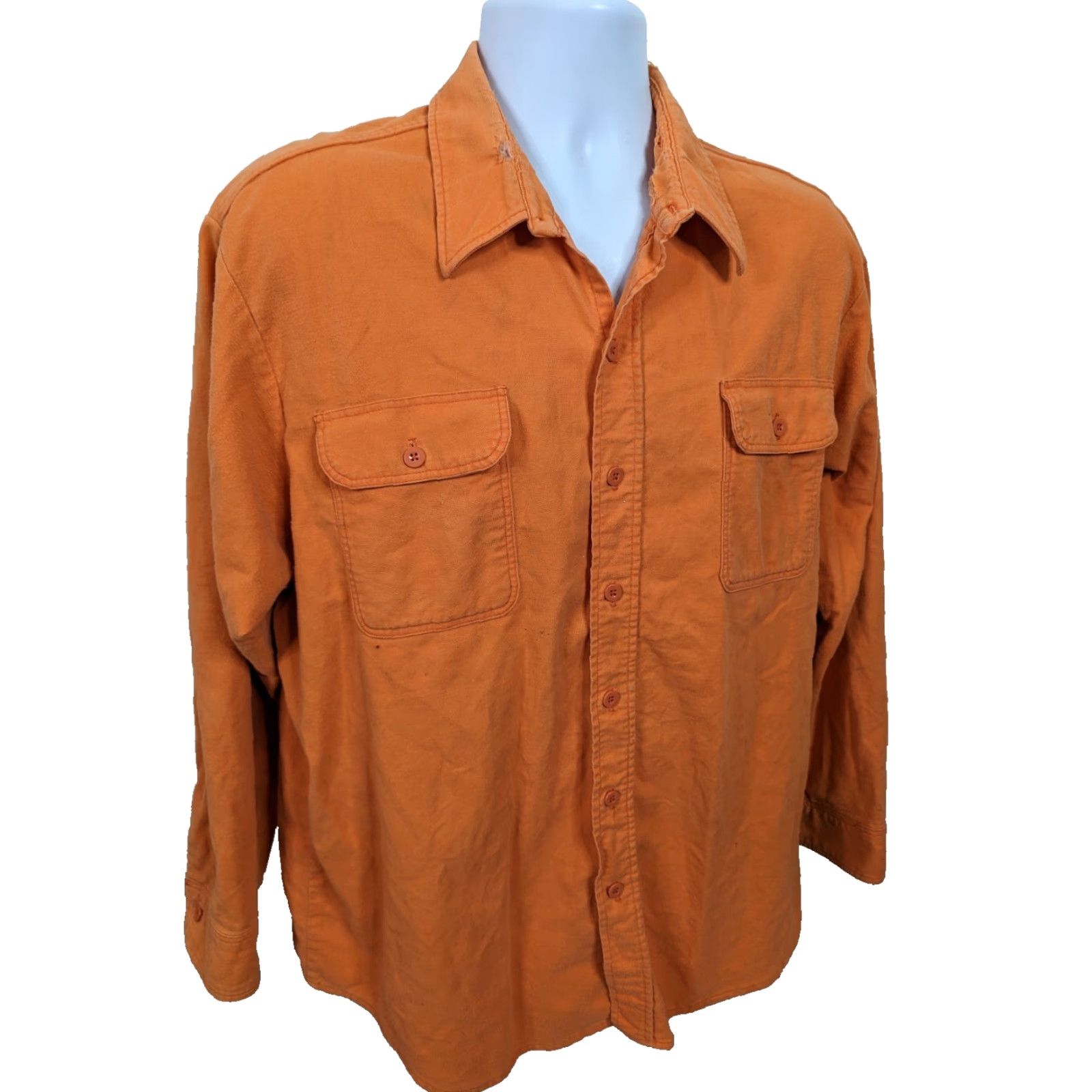 CLOT VINTAGE Prentiss Orange Chamois Cloth Flannel Shirt XL Mens Cotton Size US XL / EU 56 / 4 - 2 Thumbnail