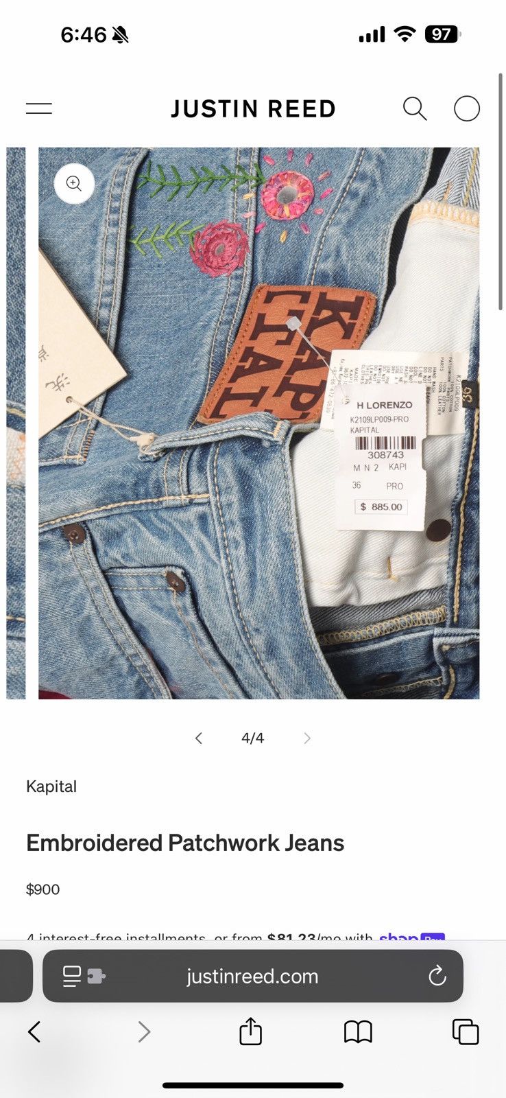 Kapital × Kapital Kountry Kapital Kountry Embroidered Patchwork Jeans K2109LP009 Size US 32 / EU 48 - 9 Thumbnail
