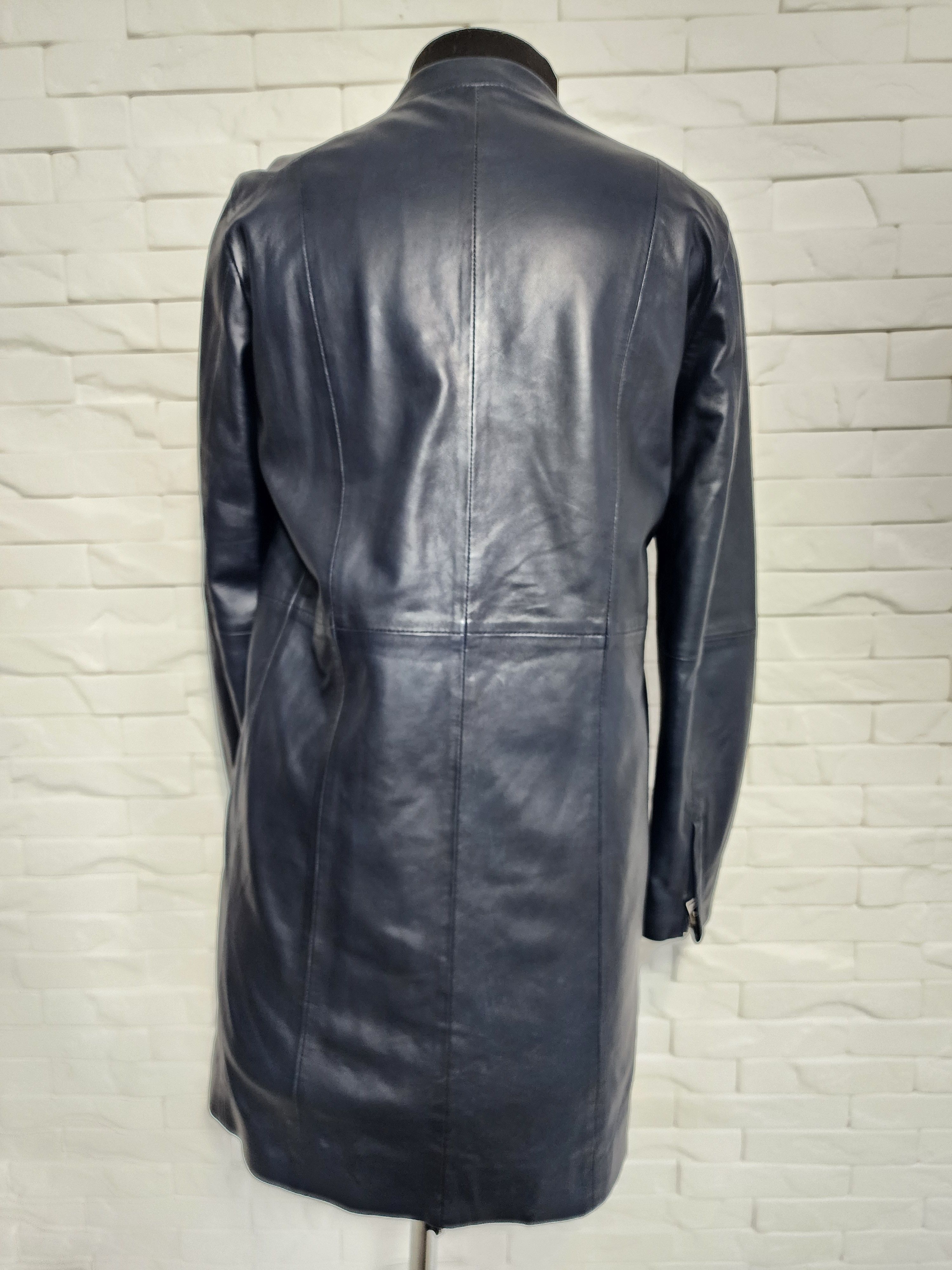 Other Blue Leather Jacket, Metal Zipper, Women's Size Size M / US 6-8 / IT 42-44 - 4 Thumbnail