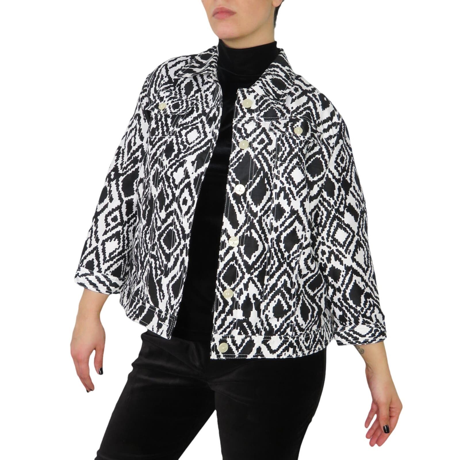 Vintage 90s Vintage Black & White Geometric Jacket 10 Medium Size M / US 6-8 / IT 42-44 - 2 Thumbnail